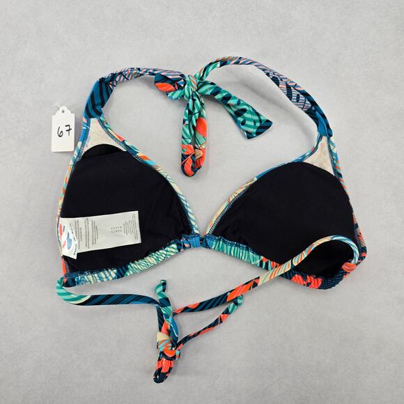 Sun & Sea Green Tropical Padded Tie Swim Sports Bra Beach Bikini Top M Medium - Picture 2 of 7